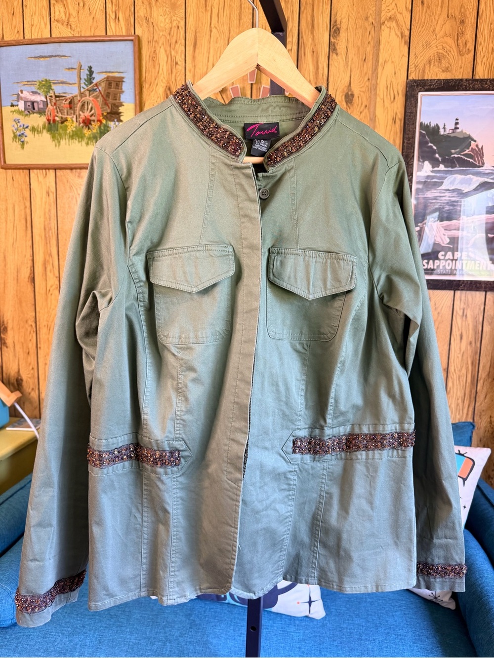 Torrid Embellished Military Utility Cotton Jacket